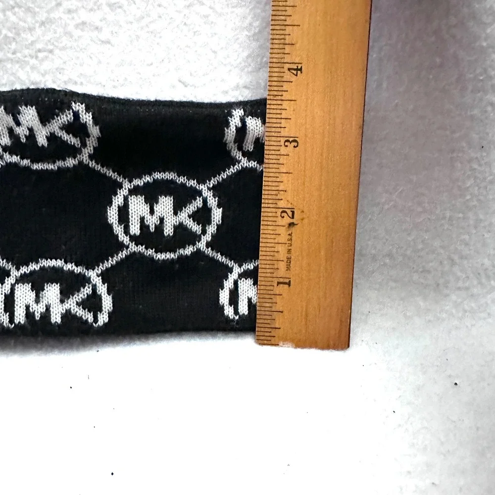 Michael Kors Black White MK Monogram Logo Knit Headband Ear Warmer